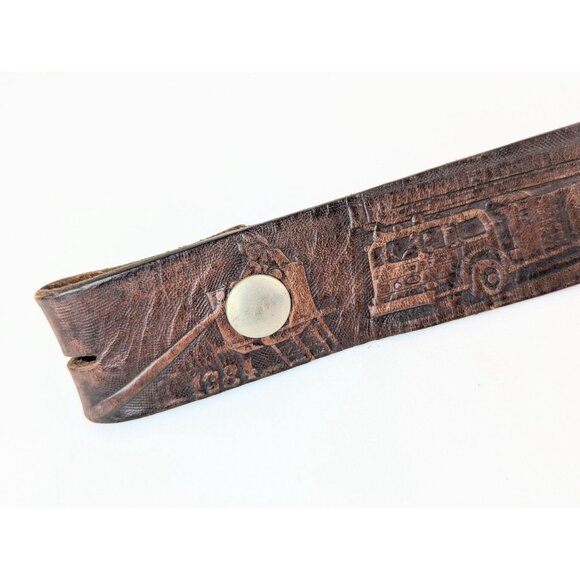 Vintage Tooled Leather Belt 47" Firefighter First Responder EMT Collectible Belt - Picture 5 of 8